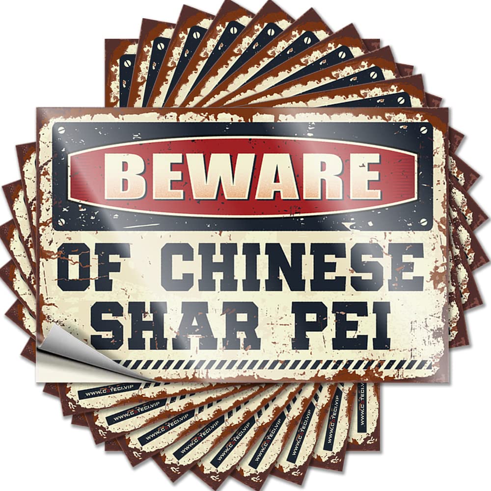 Vintage Bar Decor Lettering Sticker Case | Beware of Chinese Shar Pei Girly Narrow Sticker Pack(8X12CM)