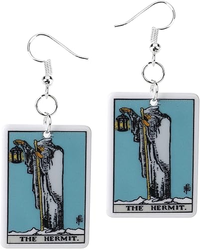 Joyas de tarot para mujer, aretes de tarot de jinete Waite, aretes del zodiaco - Peligros de tarjetas de tarot para mujer - Regalos de tarot para