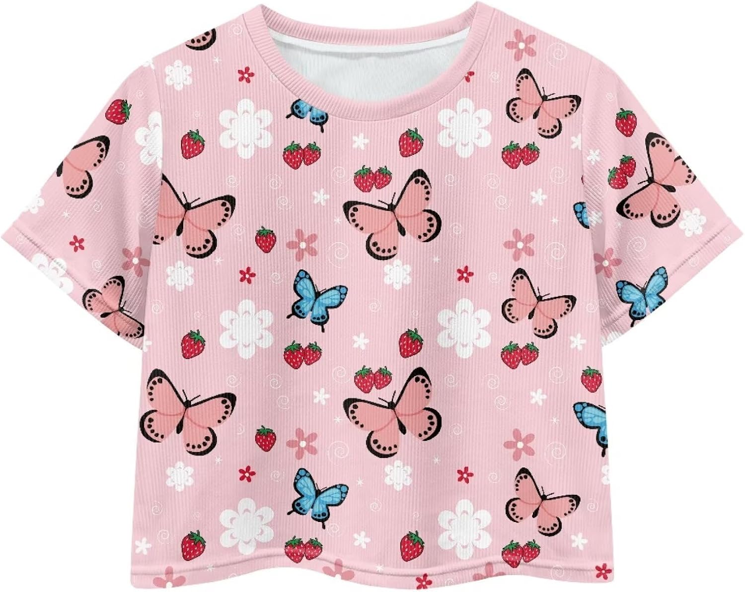 Kids T Shirt Short Sleeve Crop Tops for Girls Summer Clothes Pullover Tees Shirt 5-14