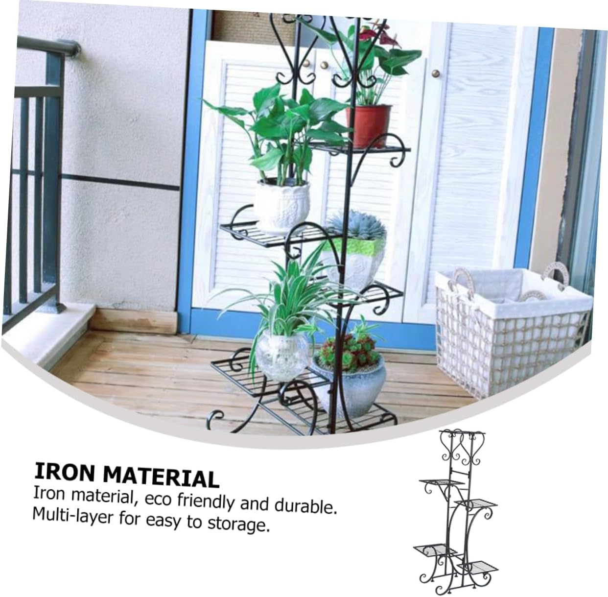 DECHOUS Decorative Iron Flower Shelf Sturdy Black Plant Stand for Use for Home Decoration and Flower Storage for Housewarming