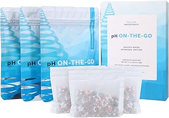 pH On-The-Go Portable Alkaline Water Filter - Alkaline Water Pouch for Water Bottle Filter - High pH Water Filter Bag for Pure Drinking Water - 98 litres /26 Gallons (3-Pack)