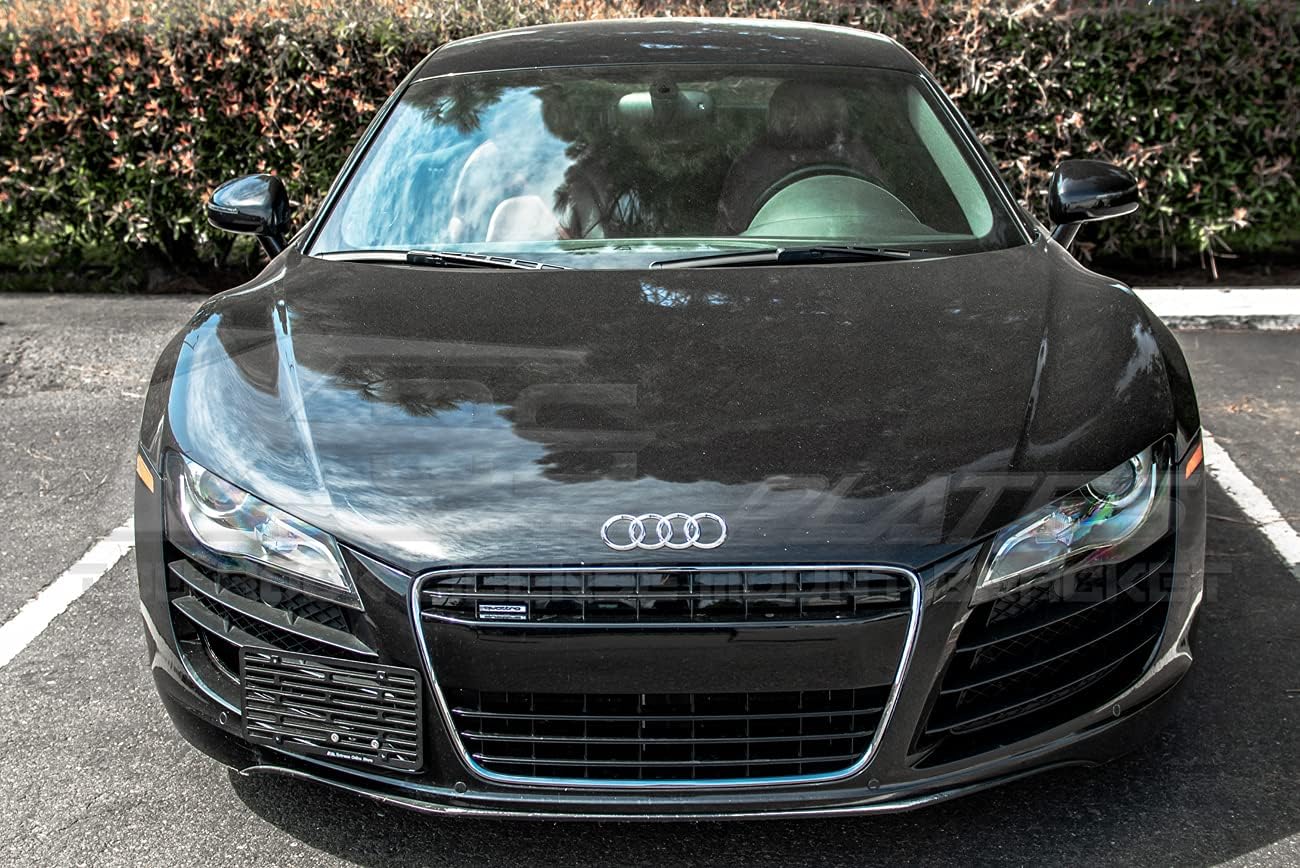 Extreme Online Store Replacement for 2007-2016 Audi R8 | EOS Plate Version 2 Front Bumper Tow Hook License Relocator Mount Bracket Tow-317-V2 (Full Size)