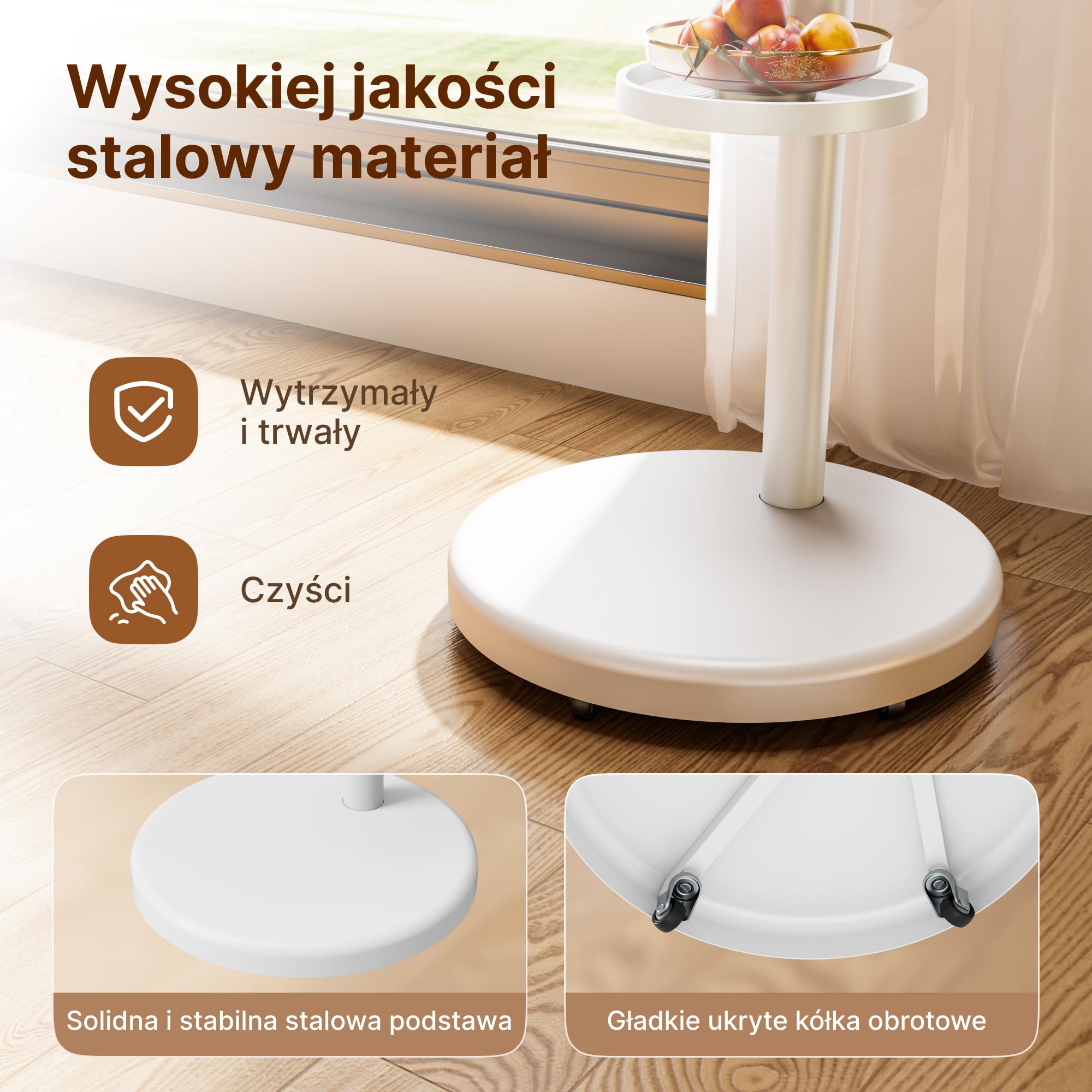 Stojak pod telewizor z regulacją wysokości, do telewizorów 37-86" | udźwig 50 kg, format pionowy i poziomy, stabilny, mobilny wózek pod telewizor z półką, maks. VESA 600 x 400 mm (biały)