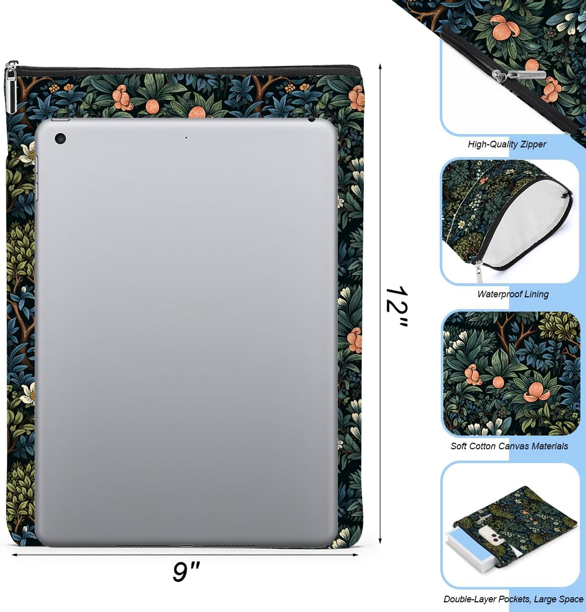 Presentes para amantes de livros capas de livros para livros com zíper bolso frontal acessórios para livros 08, Bonito 0166, 12 x 8.9 inches Presentes para amantes de livros capas de livros para livros com zíper bolso frontal acessórios para livros 08, Bonito 0166, 12 x 8.9 inches