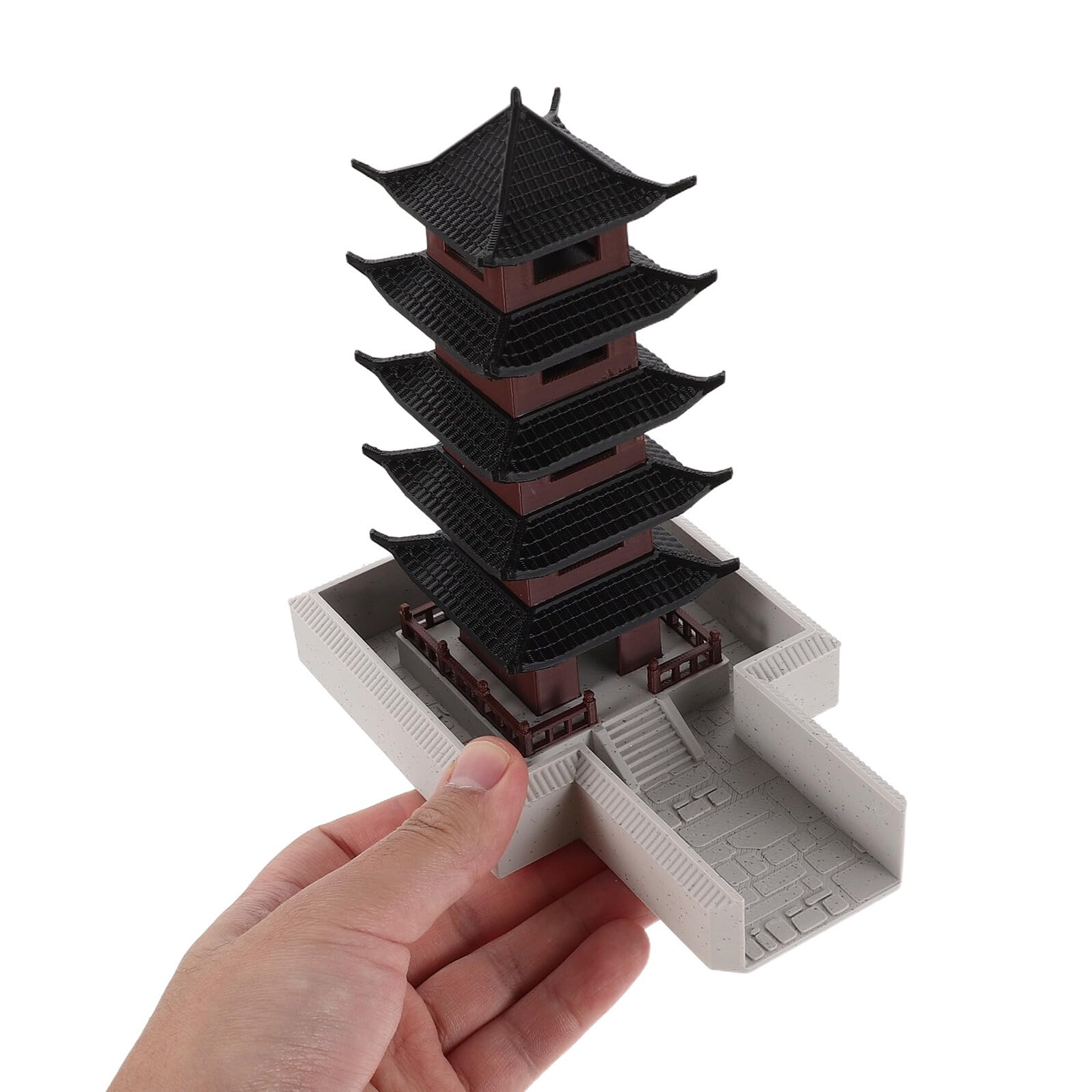 TOPPERFUN Miniatura di Torre Cinese a Cinque Piani Statua Decorativa per Bonsai e Acquari Statuetta da Giardino Asiatica per Terrari e Decorazione Casa