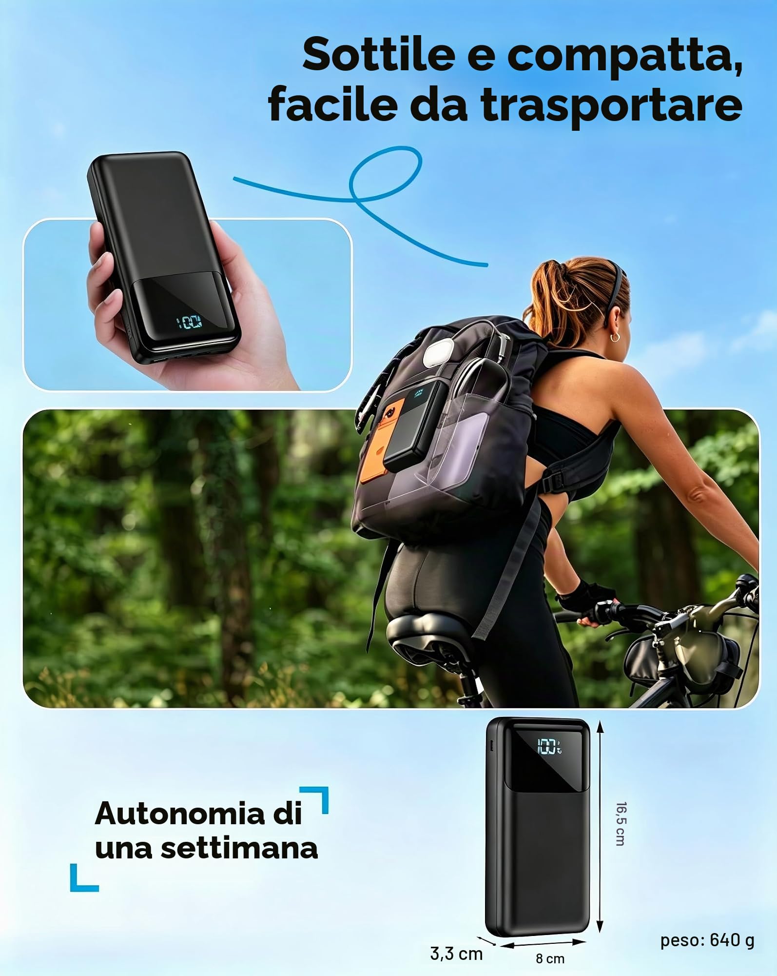 La Banca portatile di potere 50000mAh, porta veloce 5-della tassa 5 di USB C PD 30W | Batteria esterna, durevole per esterni, campeggio, viaggi, compatibile con iPhone/iPad/Samsung/Xiaomi e tutti gli smartphone