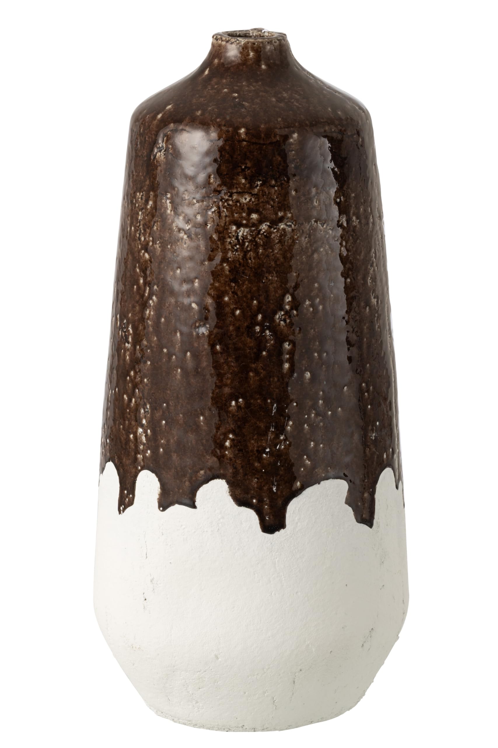 J-Line Vase 2er-Set - Keramik - weiß/Dunkelbraun - Large
