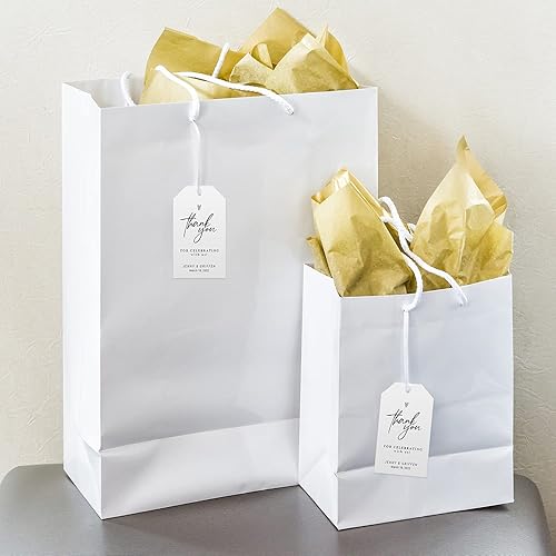 Miniatura 3 de 100 etiquetas de regalo de fiesta en blanco y negro, paquete personalizado y etiquetas de agradecimiento para bodas, baby showers, eventos especiales