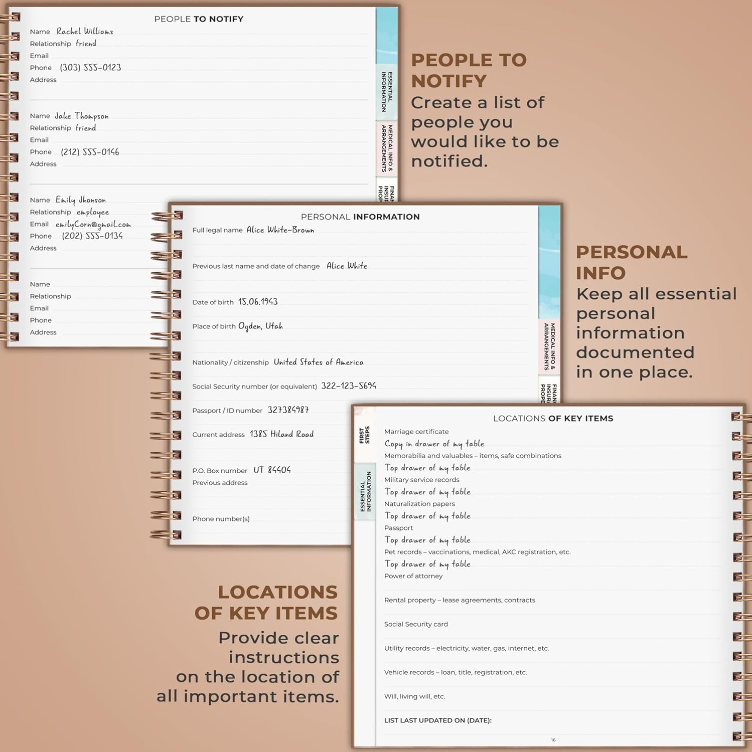Clever Fox Peace of Mind Planner – Guided End of Life Organizer, Personal Record Book & Emergency File for Important Information (Brown)