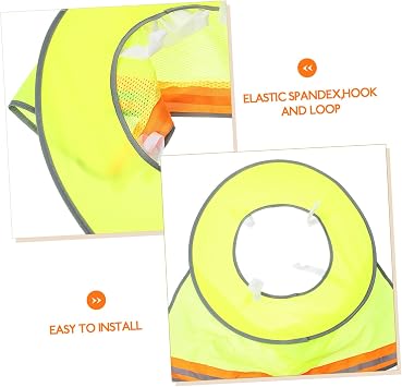 Hard Hat Sun Shade Visor with Full Brim Mesh Neck Shield, High Visibility Fluorescent Green Safety Helmet Accessory with Reflective Strips for Construction Workers