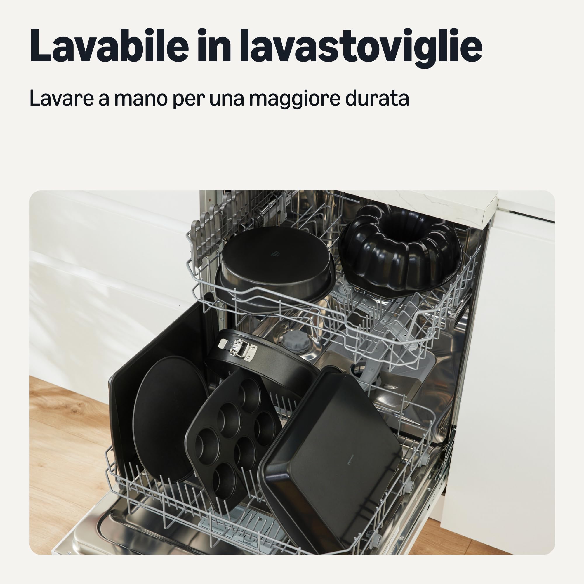 Amazon Basics Teglie Antiaderenti, Set di 6 Pezzi, Impilabili, Lavabili in Lavastoviglie e Adatte al Forno
