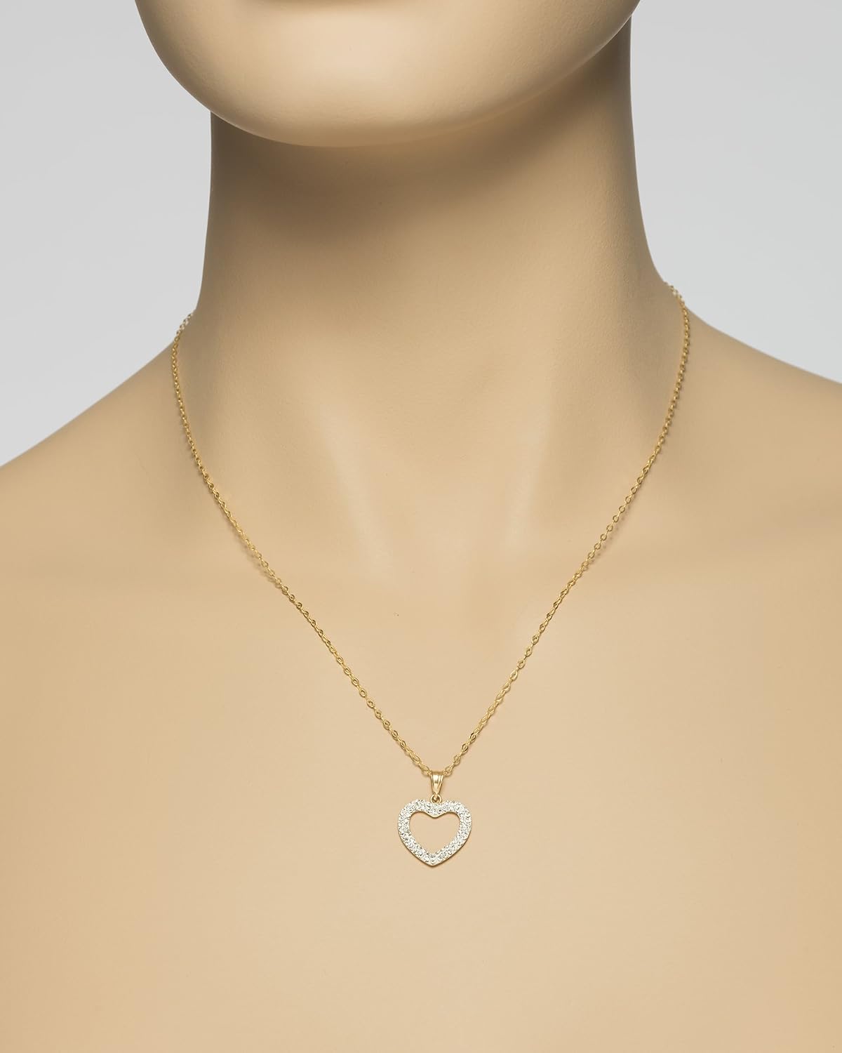 Stera Jewelry Crystal Pavé Heart Pendant 18k Gold Plated or Rhodium Plated 925 Silver Necklace, 18”