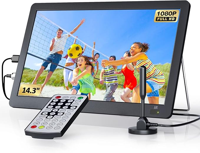 Desobry 14.3" Portable TV with Antenna ATSC Tuner, 1080P