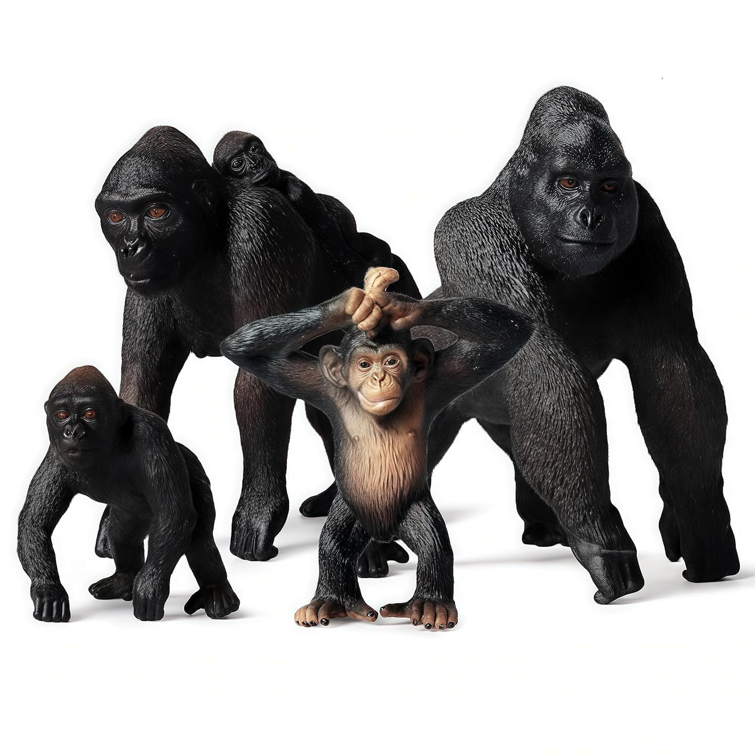 Realistic Gorilla Family Toys Action Figures for Kids 3+ | 4 PCs Attractive Gorillas Jungle Animals Model Toy Figurine Set for Boys and Girls Birthday Gift for Children Education & Decor Item-picture-24
