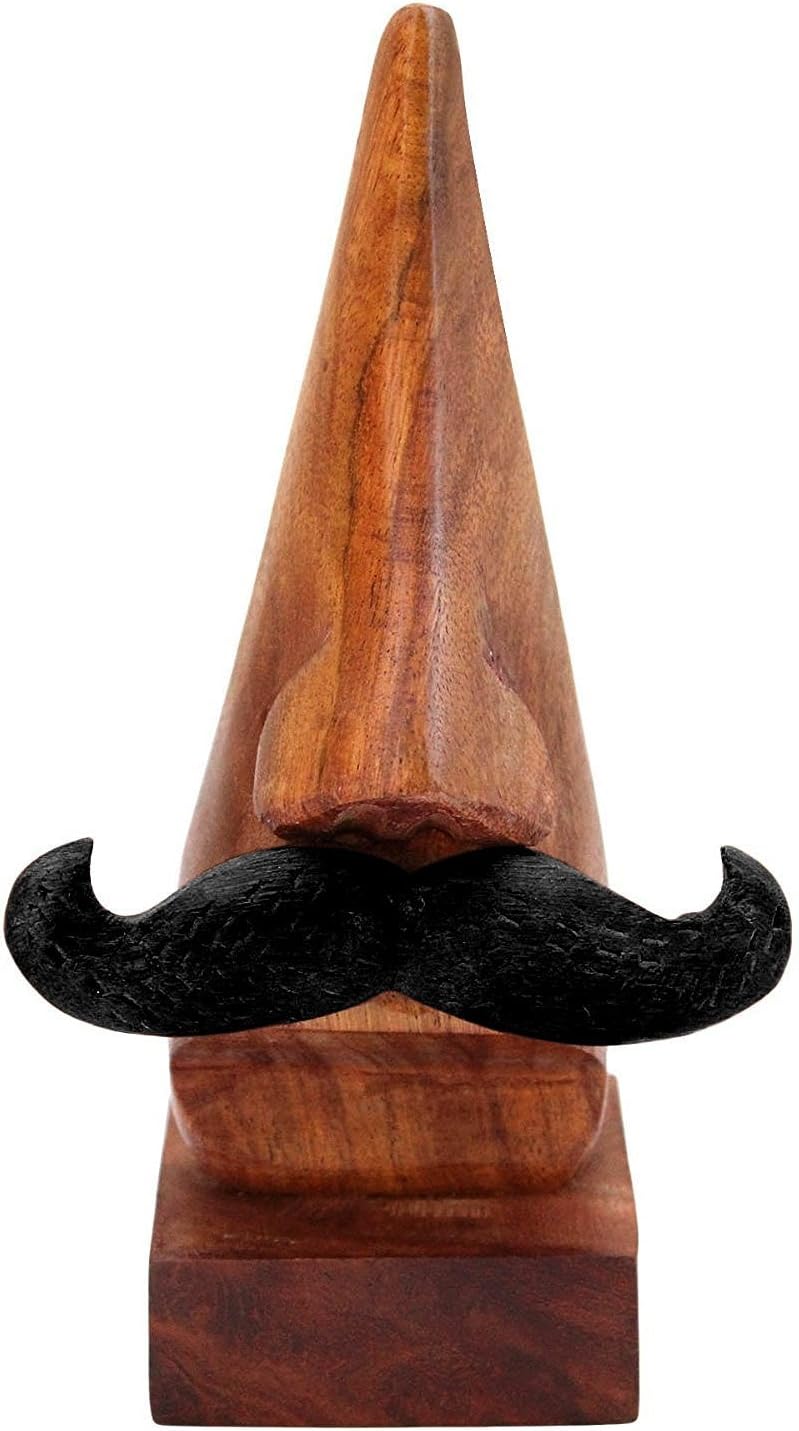 CraftlandHandmade Antique Wooden Nose Shaped Spectacle Specs Eyeglass Holder Stand with Moustache (Antique).