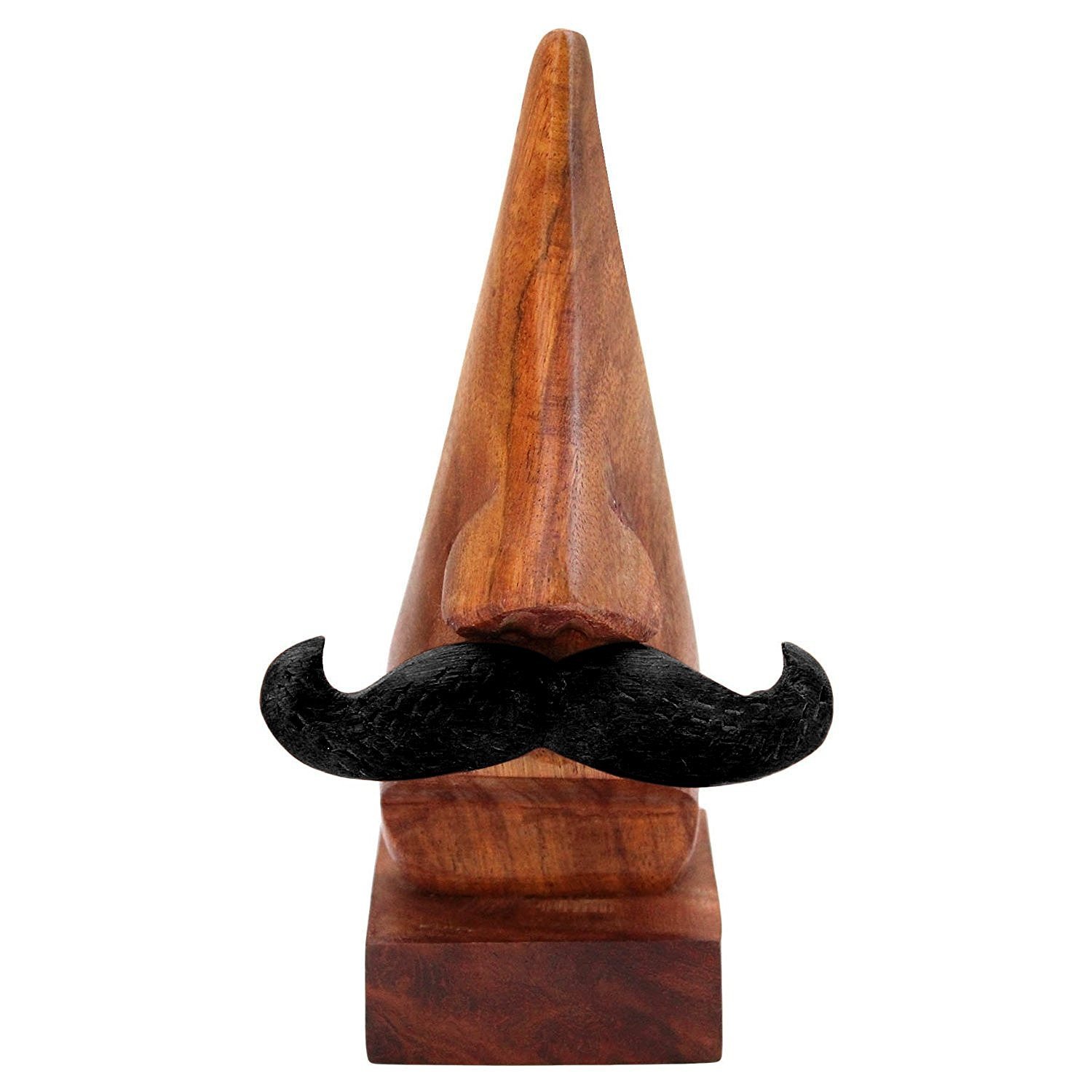 CraftlandHandmade Antique Wooden Nose Shaped Spectacle Specs Eyeglass Holder Stand with Moustache (Antique).