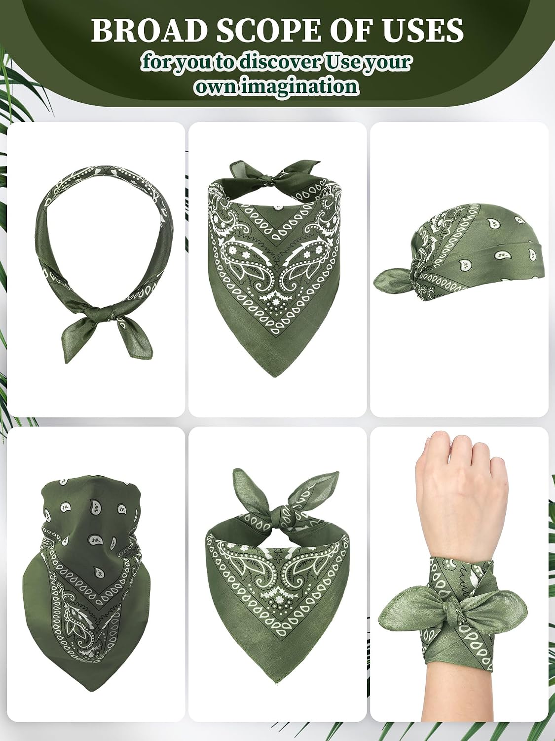 Unittype 100 Pieces Paisley Bandanas Bulk Unisex Cowboy Bandanas Assorted Headband Square Scarf for Western Party Costume