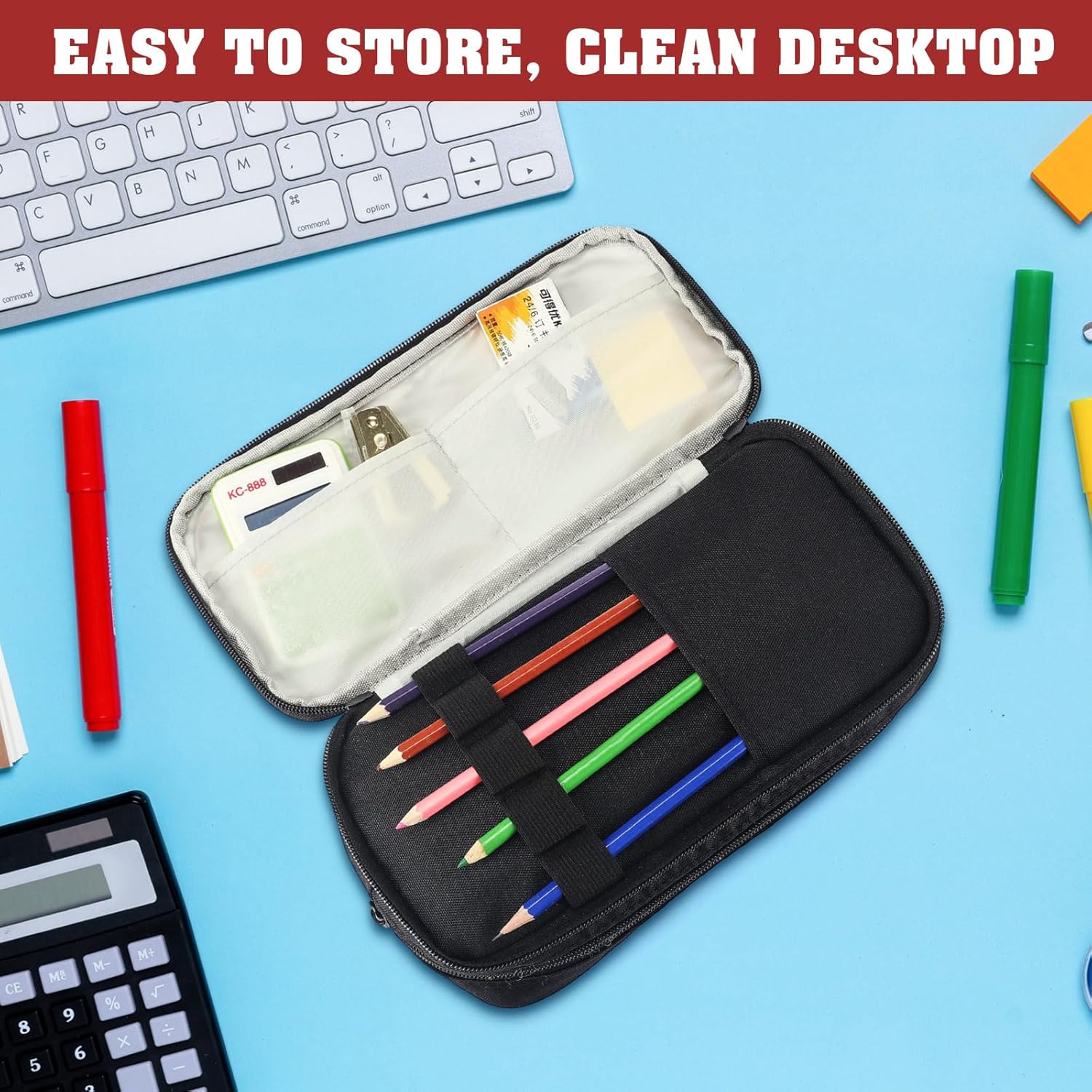 Sherr 6 Pcs Baseball Pencil Case Large Capacity Pencil Box with Zipper 3 Compartment Sports Themed Pen Box Portable Organizer Stationery Bag for School Students Boys Teens Kids