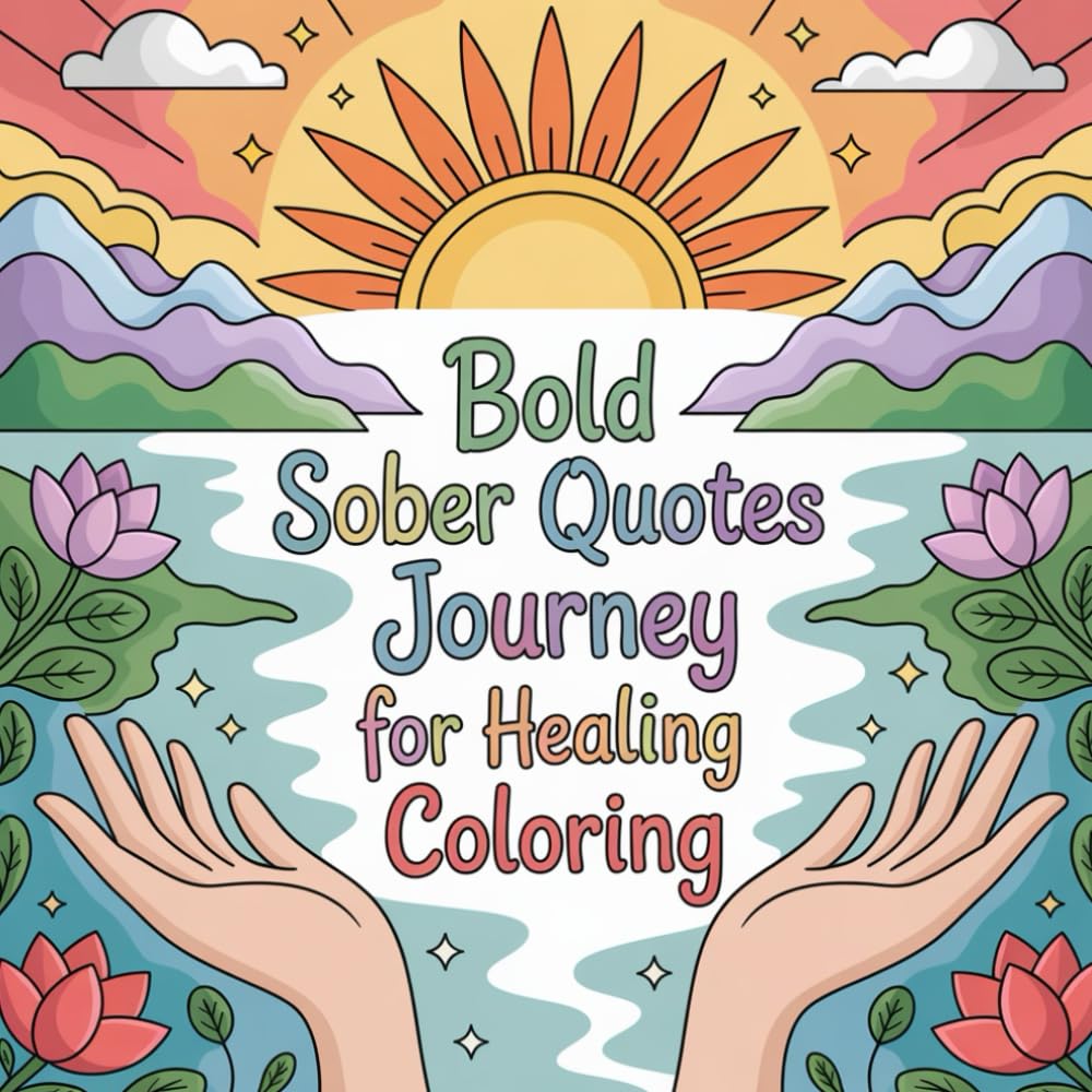Bold Sober Quotes Journey For Healing Coloring: Cute coloring book for kids, coloring book for adults, kawaii coloring book, Coloring Book for Adults ... sayings coloring, positive mindset coloring