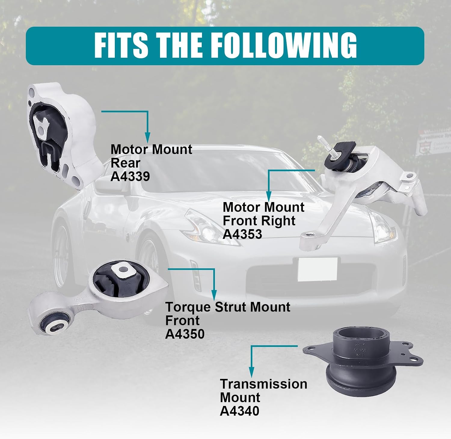 Engine Motor & Transmission Mount Kit 4pcs Compatible with Fits 2007-2017 Nissan Altima 2.5L A4339 A4340 A4350 A4353 11360-JA000 11220-JA000 11350-JA00A 11210-JA000