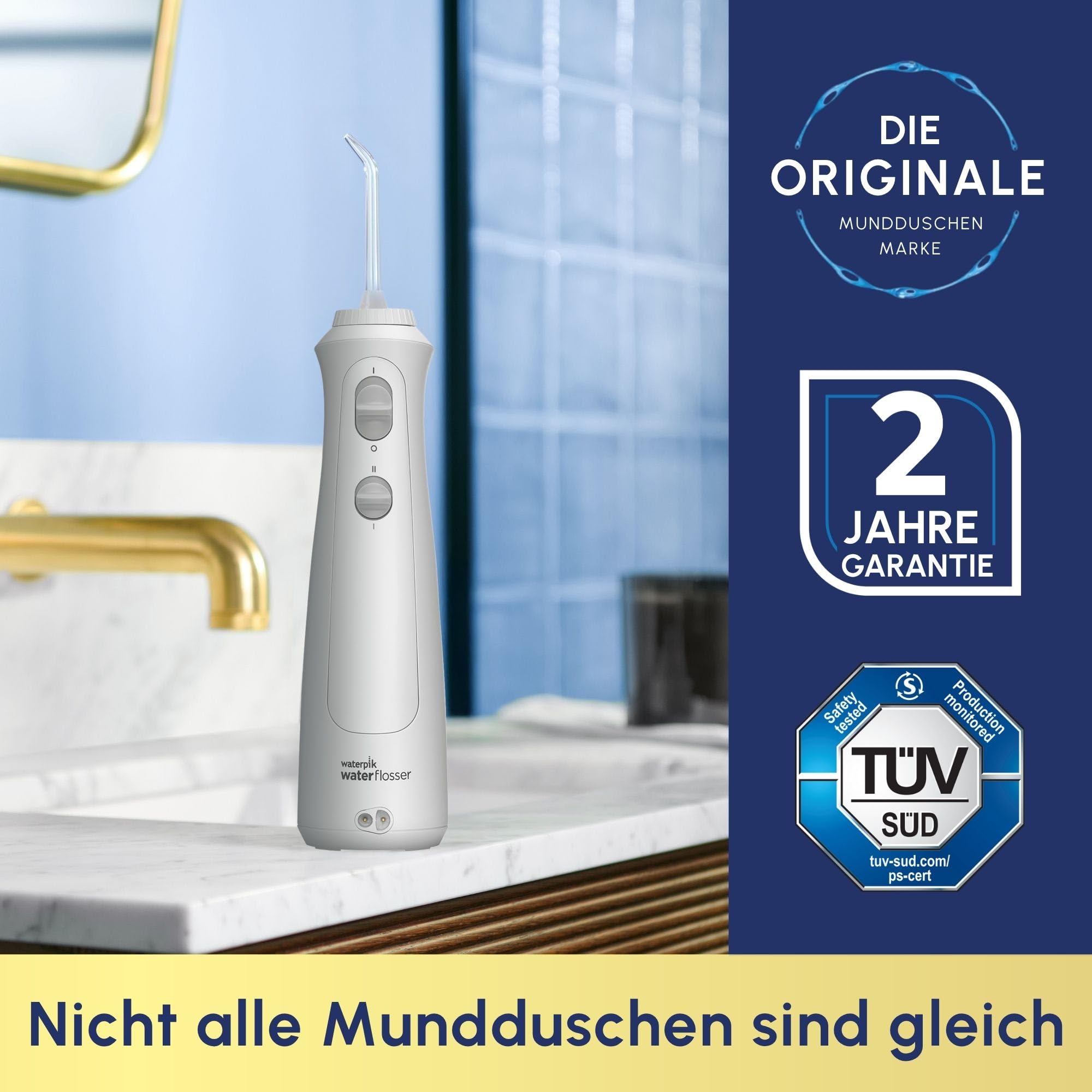 Waterpik Kabellose Munddusche, wiederaufladbar, elektrische Zahnreinigung, ideal zur Plaque-Entfernung, für unterwegs oder zu Hause - Weiß