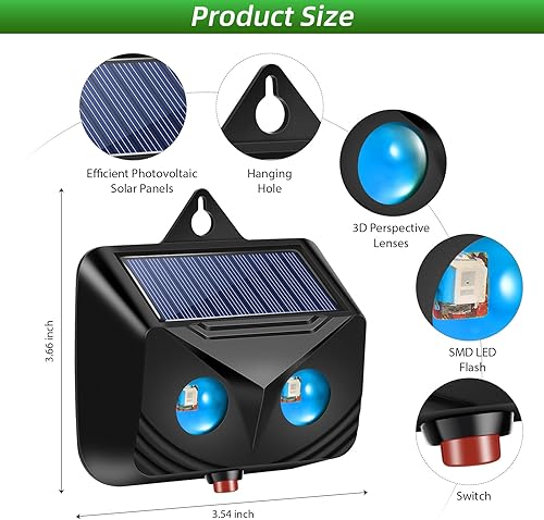 Miniatura 2 de Repelente solar nocturno de animales, luz de control de depredadores, dispositivos repelentes de coyote con luces LED, protector nocturno para