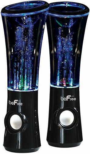beFree Sound Multimedia Sonido Reactivo Cambio De Color LED Y Bailando Agua Bluetooth Altavoces De Computadora, Negro, BFS-Dancing Water