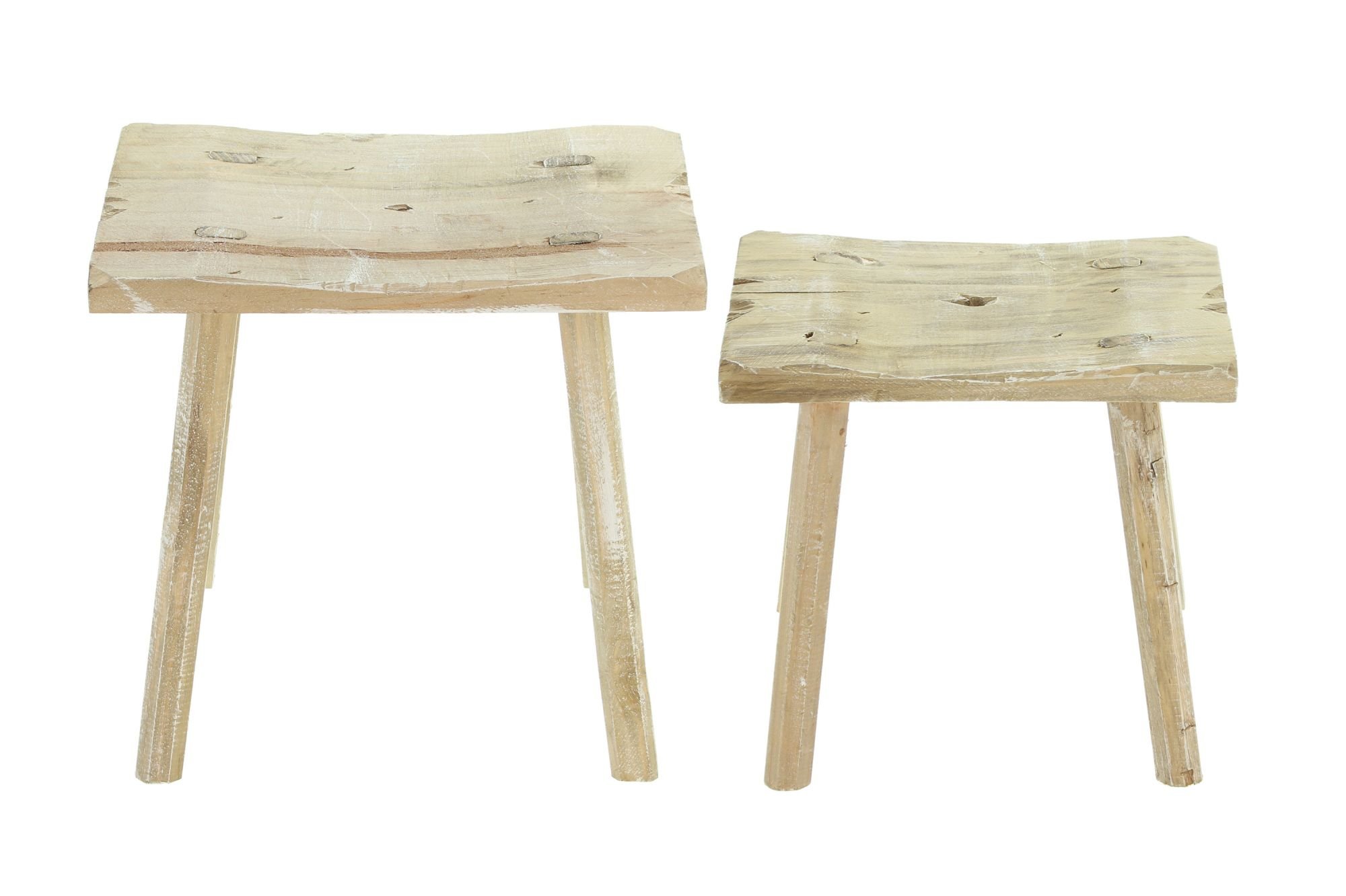 Dekoleidenschaft Lot de 2 tabourets en bois rustique de style antique - Support pour fleurs - Décoration de jardin