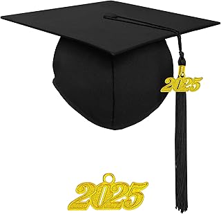 Matte Adult Graduation Cap with 2025 Tassel Unisex Adjustable Graduation Cap