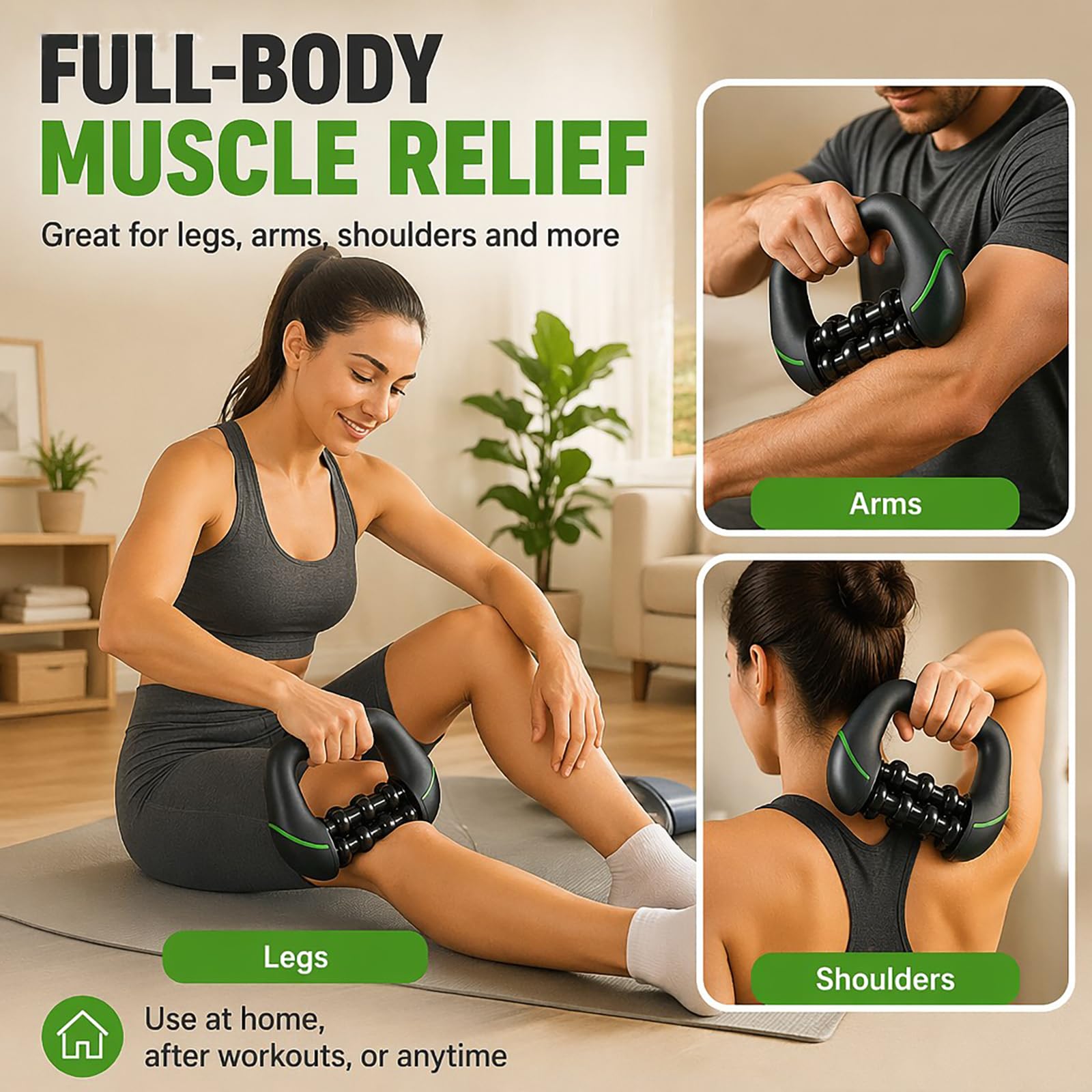 Massaggiatore Elettrico a Rullo Manuale, Rullo Massaggiante Elettrico con Manico, Massaggiatore Anticellulite, 8 Livelli di Intensità, Riduce la Cellulite e la Tensione su Corpo e Gambe