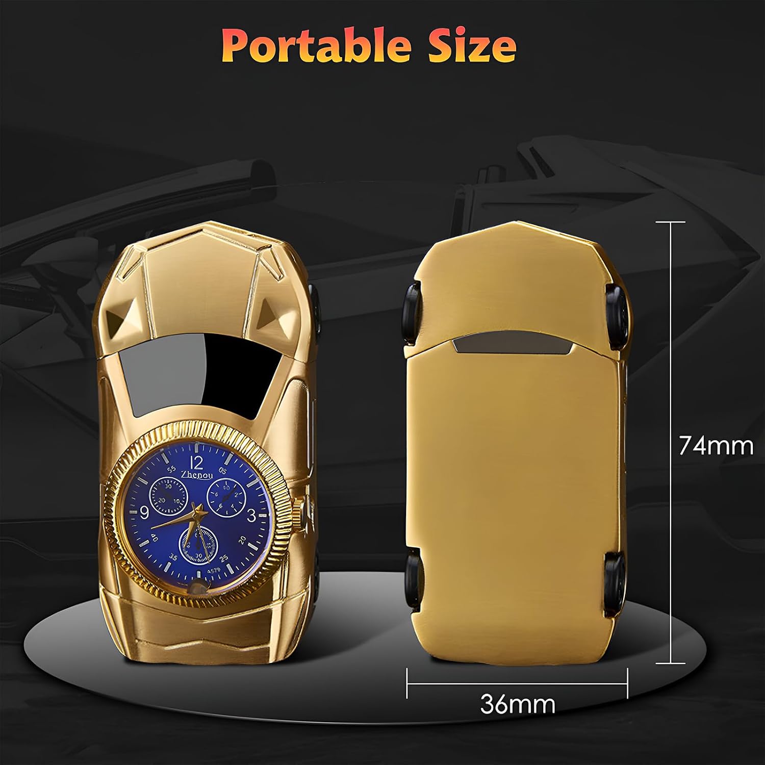 Cool Lighter, Creative Sports Car-Shaped Lighters with Jet Windproof Red Flame, Novelty Jet Flame Torch Lighter, Refillable Butane Lighters for Mens Husband Outdoor Indoor(Without Butanes)-Gold