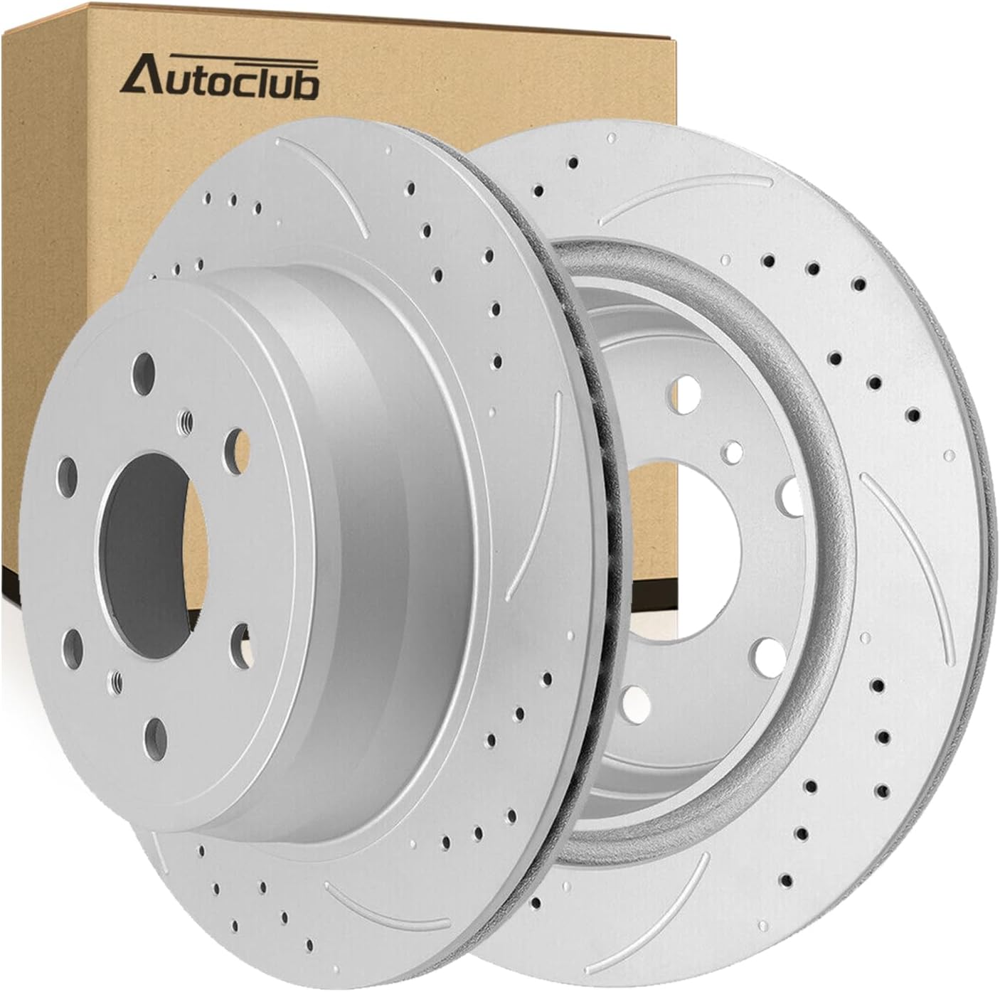 AUTOCLUB 13.58" Brake Rotors Rear for 2007 2008 2009 2010 2011 2012 2013 2014 Chevrolet Suburban 1500, for Avalanche Silverado 1500 Tahoe, GMC Sierra Yukon XL 1500 Brakes, Drilled Slotted Replacement