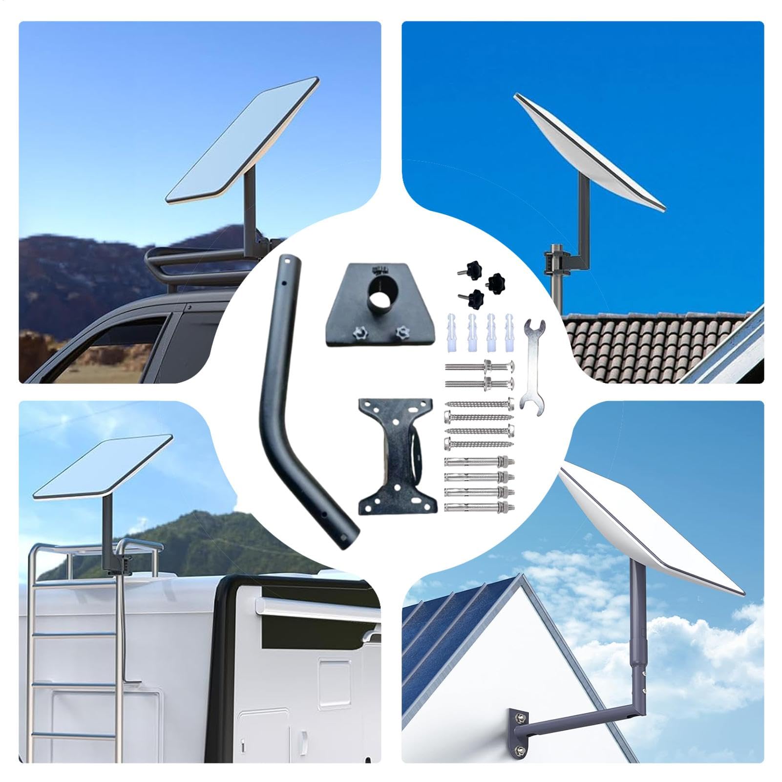Soporte De Montaje Para Antena Material Hierro Gran Capacidad Carga Estable | Tubo J Soporte De Fijación Reforzado Antióxido Antiintemperie Universal Robusto Para Tejado Del Hogar