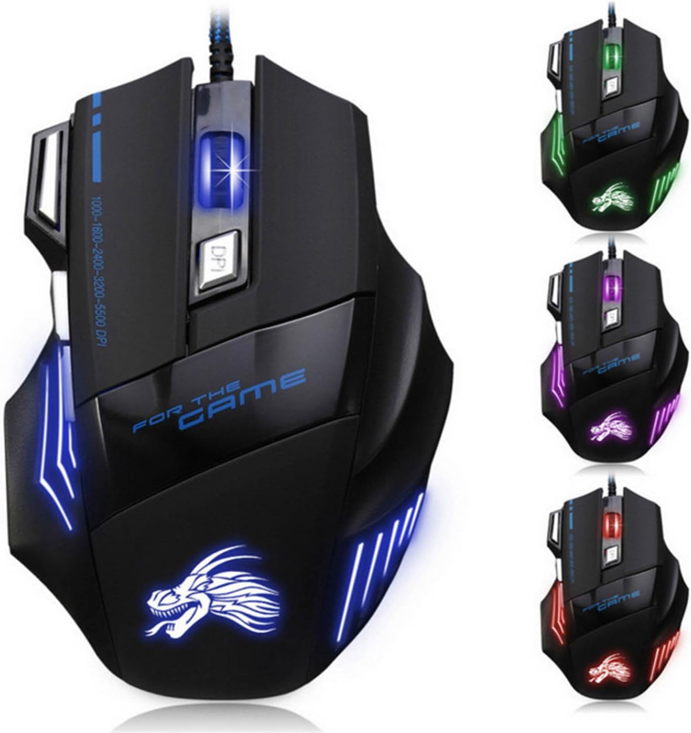 XBOSS S70 Multicolor LED Light 7 Button 5500DPI Professional Optical USB Wired Gaming Mouse Mice