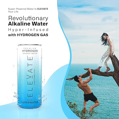 Miniatura 3 de ELEVATE Agua de hidrógeno (paquete de 15) agua de manantial alcalina con infusión de hidrógeno más alta para recuperación, energía, hidratación,