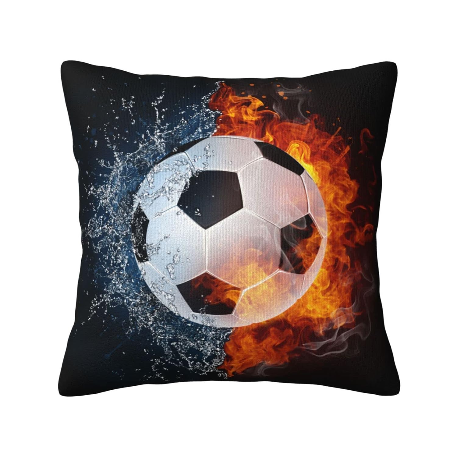 SNAPMADE Soccer Ball Style Square Pillowcase Covers 18 x 18 inches for Boys Girls Room Sports-Themed Throw Pillows