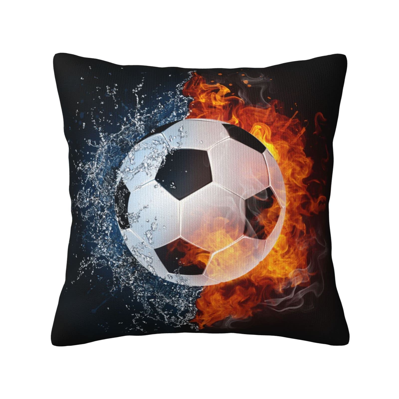 SNAPMADE Soccer Ball Style Square Pillowcase Covers 18 x 18 inches for Boys Girls Room, Sports-Themed Throw Pillows Sofa Cushion Cover with Zipper,