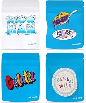 100Pcs Mylar Bags, Cali Packs 3.5g, Resealable Cali Packs for Snacks, Jewelry, Spice Samples, Ziplock Food Storage Bags 10x13cm