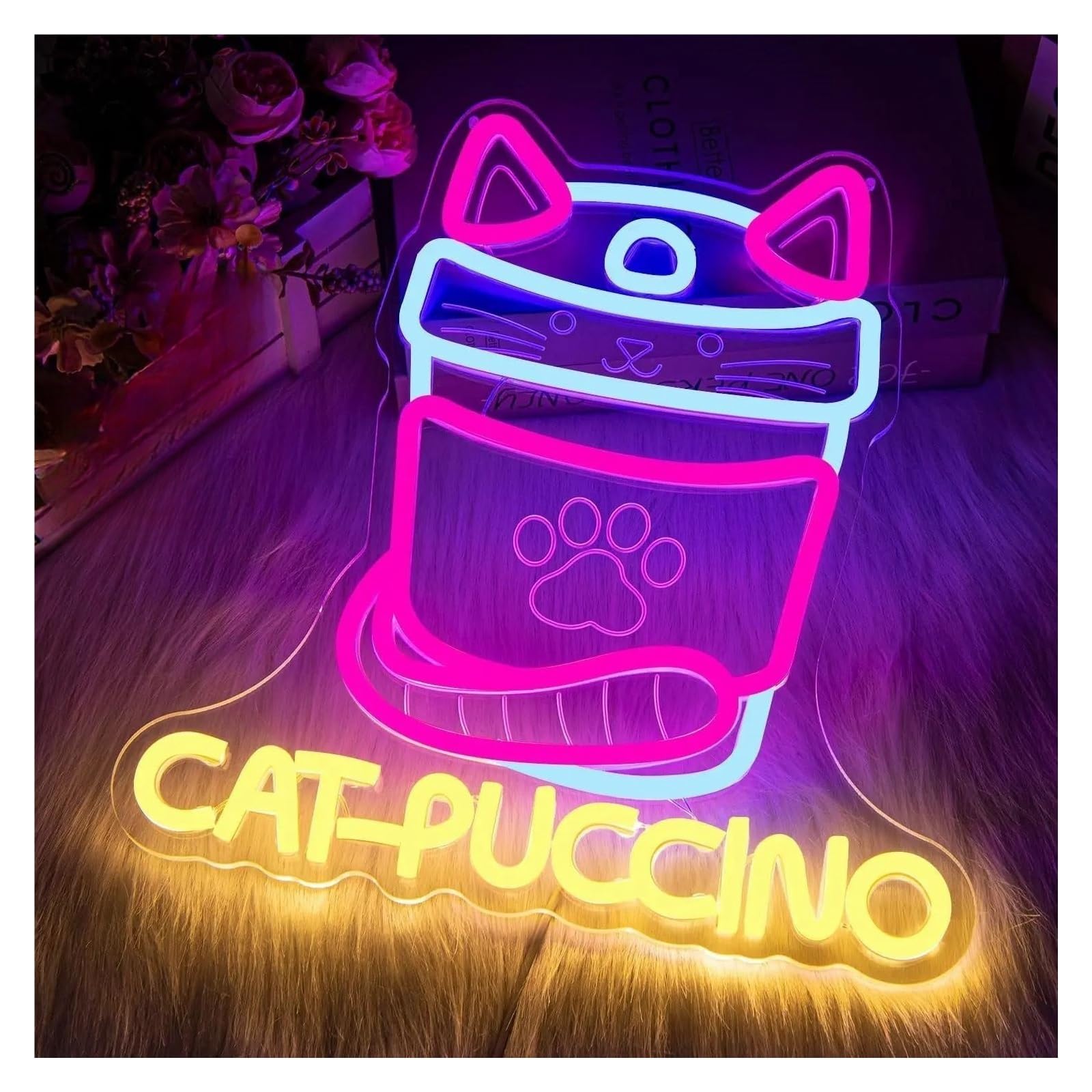 Insegna luminosa al neon Gatto per insegna al per neon per usb dimmerabile per insegne luminose per per cuccia per gatti 33x31,8 cm