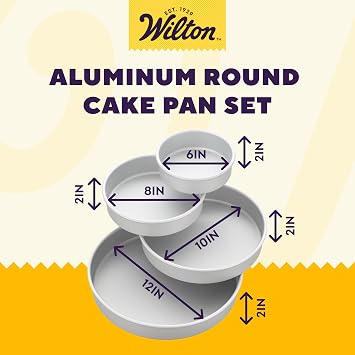 Wilton Aluminum Round Cake Pan Set, Made Without PFAS, 4-Piece