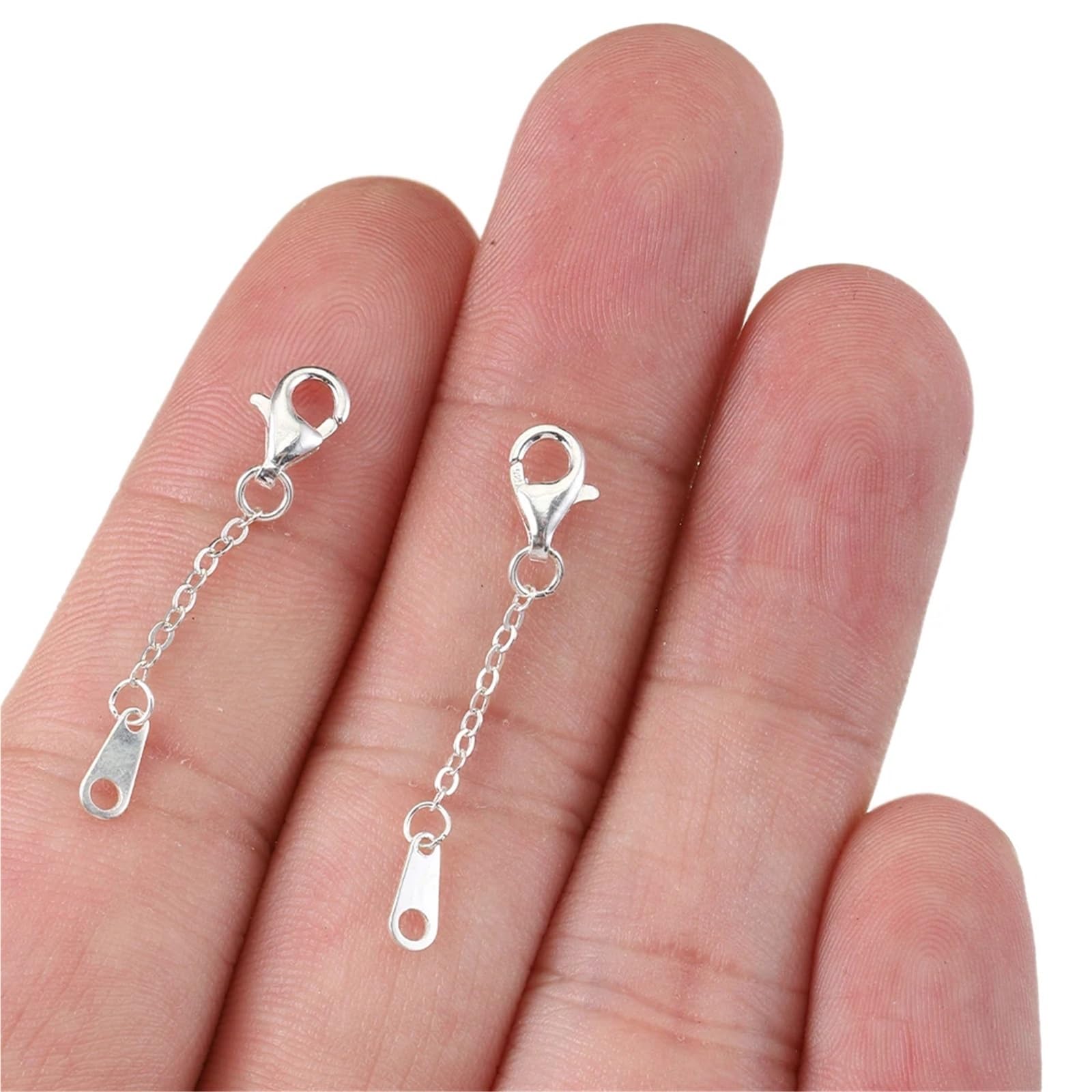 Przedłużacz łańcuszka Choker, Przedłużacz do naszyjnika 20 szt. 925 Sterling Silver Zapięcia homarowe biżuterii DIY 31-80mm