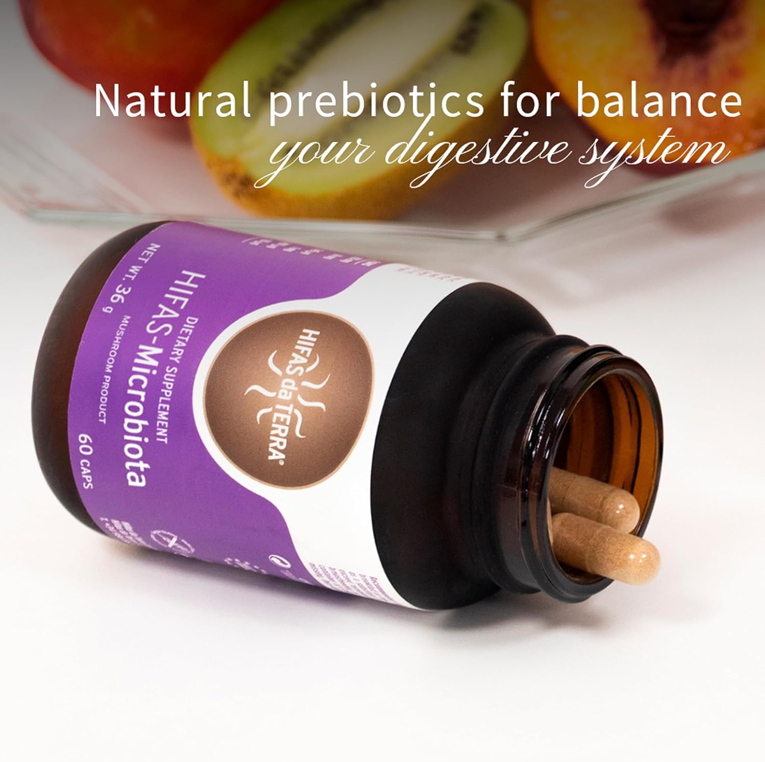 Hifas da Terra HIFAS-MICROBIOTA - Organic Mushroom Complex Supplement with Lion's Mane, Reishi, and Shiitake, Nootropic & Adaptogenic Mushroom Capsules for Adults, Gut, Immune & Brain Health - 60 Caps