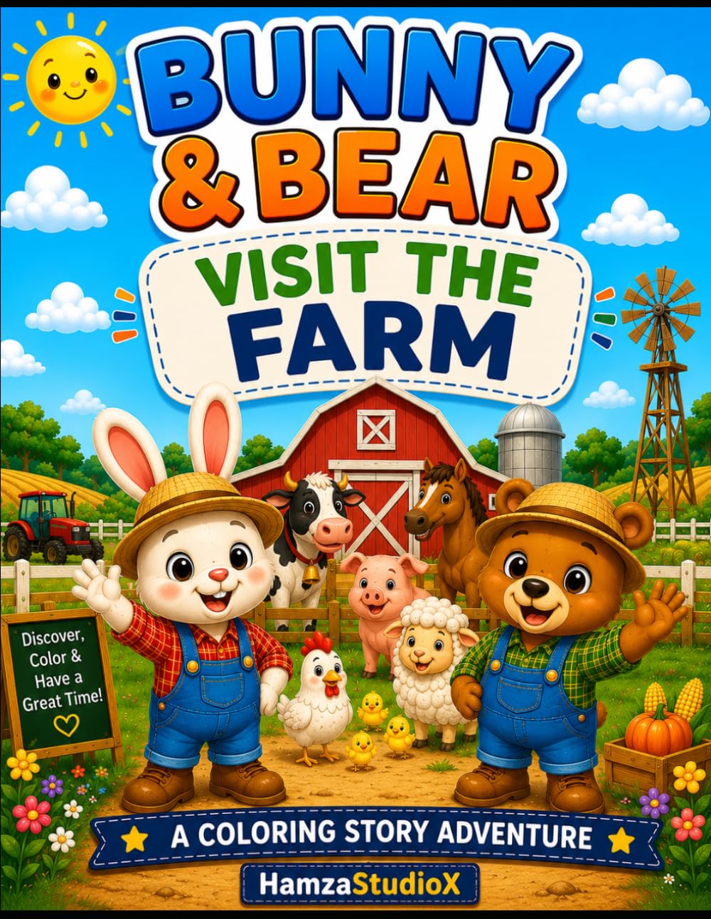 Bunny & Bear Visit The Farm: A Fun Coloring Story About Farm Animals, Friendship, and Adventure (Bunny & Bear Adventures)