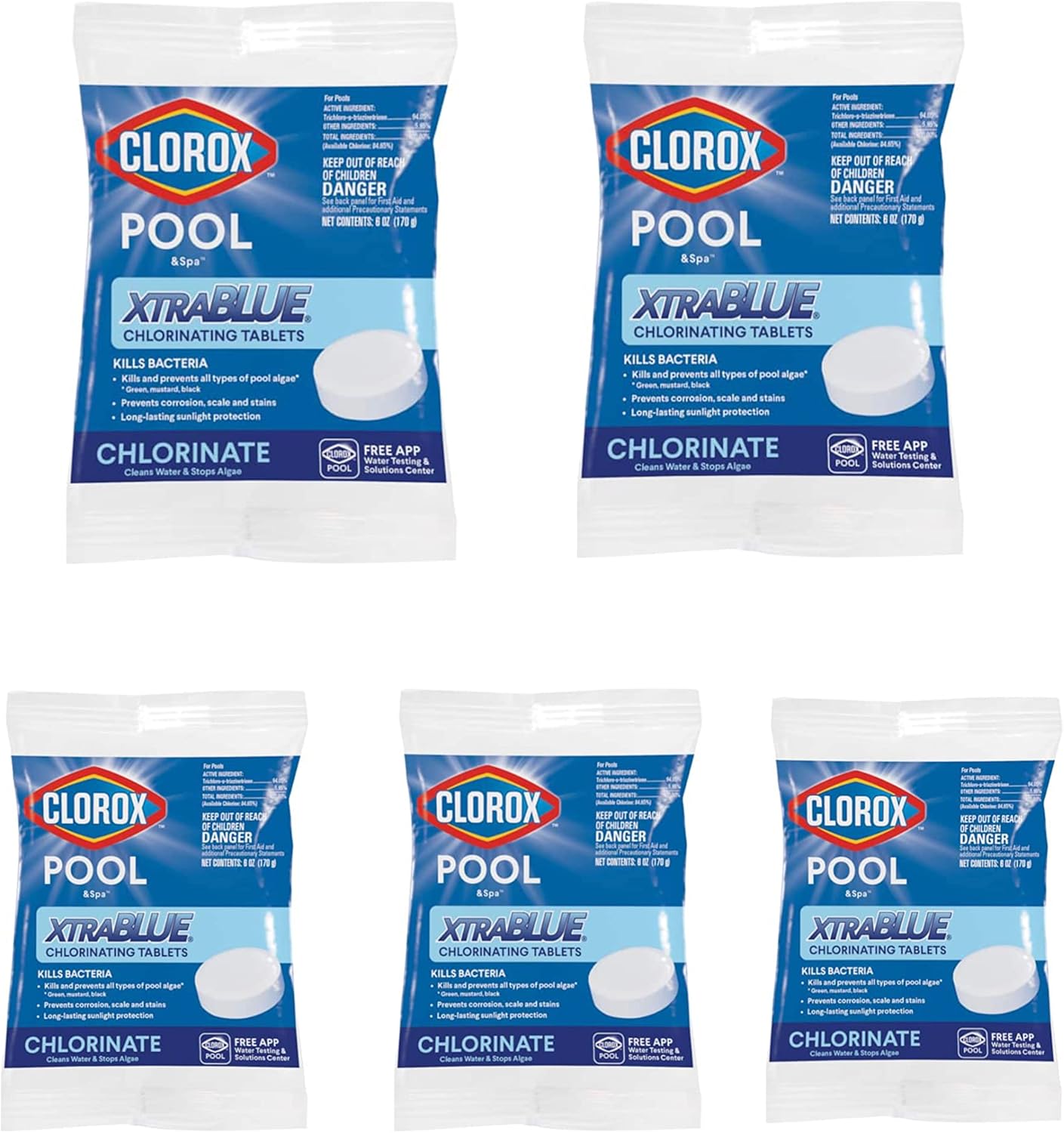 Clorox Pool&Spa 24201CLX XtraBlue 3" Long Lasting Chlorinating Tablets (5 Count)
