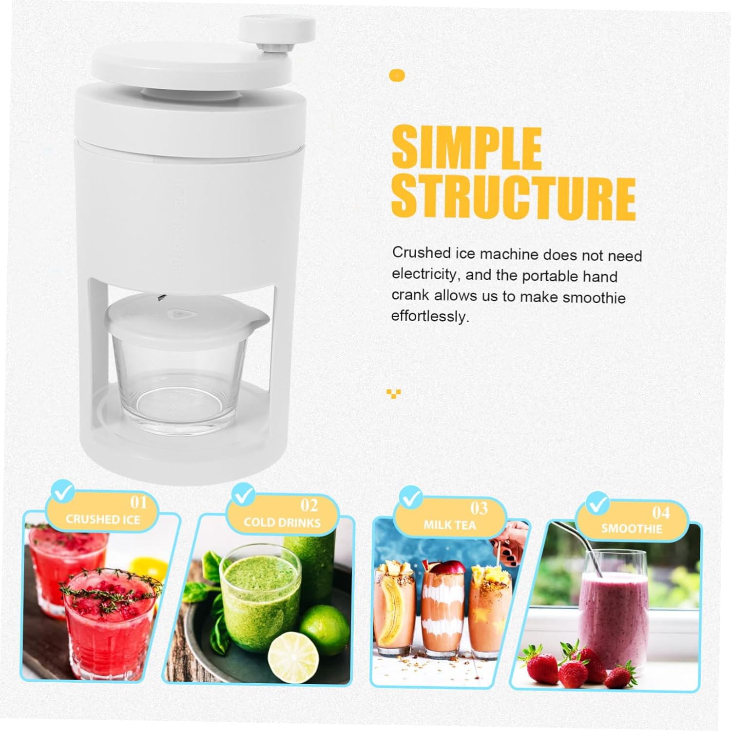 VALICLUD Manual Ice Shaver Machine Portable Maker for Home Parties Ice Crushing and Shaving Tool for Desserts Cocktails More