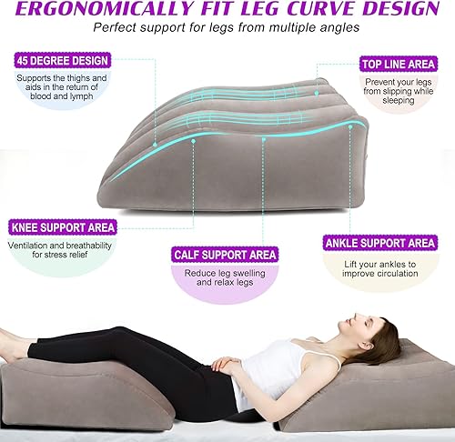 Miniatura 3 de Restorology - Almohada de cuña para dormir, almohada de elevación de piernas de apoyo para mejorar la circulación, reducir la hinchazón y aliviar