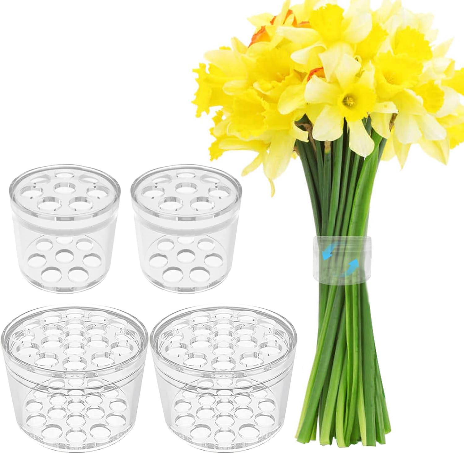 2 Pack Flower Arrangement Holder for Vase, Spiral Blossom Grid Flower Frog Stem Support, Ikebana Bouquet Tool (Clear)
