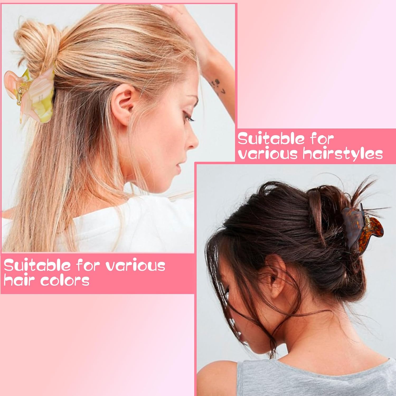 6 Pack Hair Claw Clips - Medium Tortoise Hair Clips Hair Clamps Barrettes Colorful Clips Hair Accessories for Women Girls - Image 5