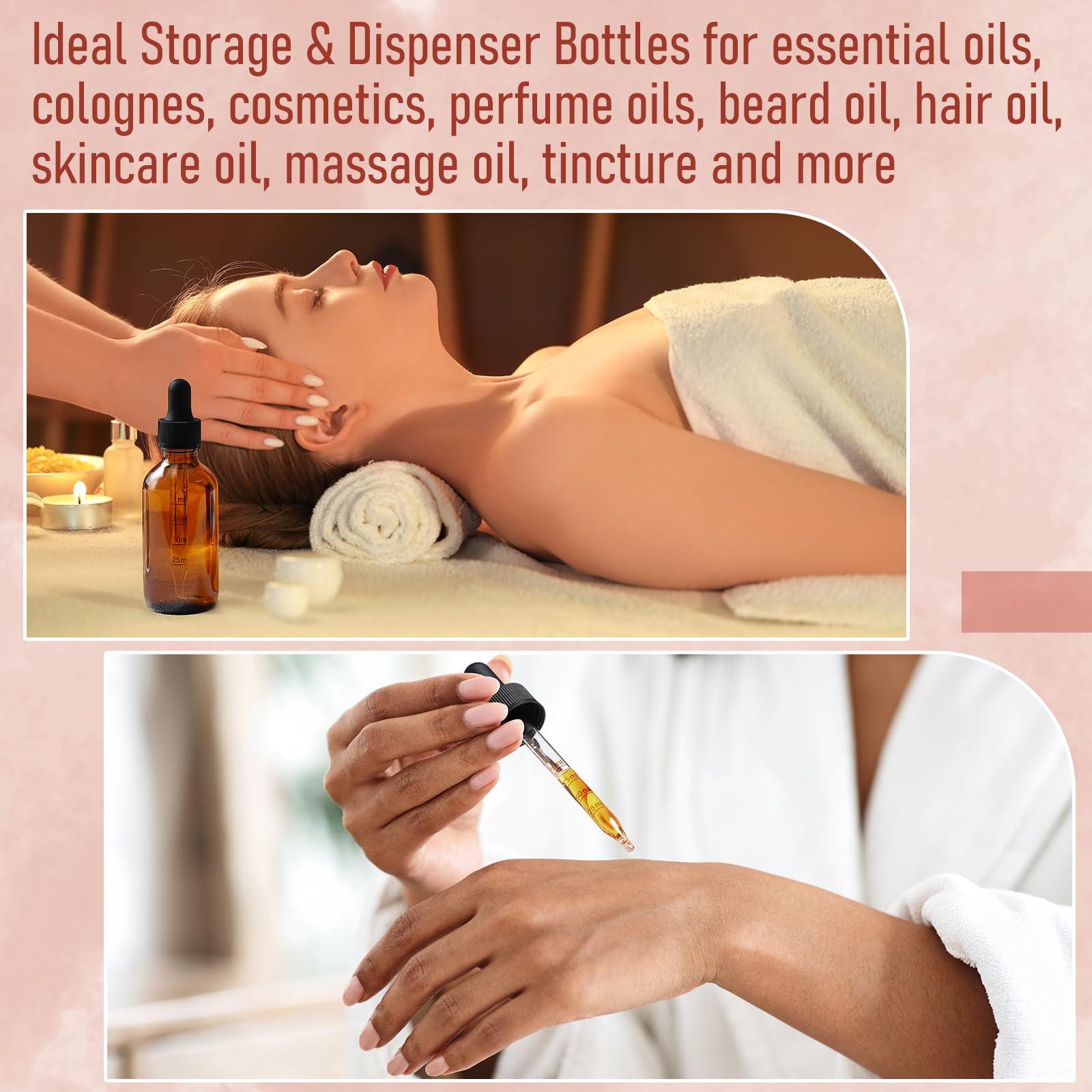 4 Pack, 100ml Dropper Bottles with 2pcs Glass Pipettes(1ml) - Essential Oils Bottles for Health, Personal Care & Beauty - 3.4oz Thick Dark Amber Glass Tincture Bottle with Eye Droppers, Leakproof 2