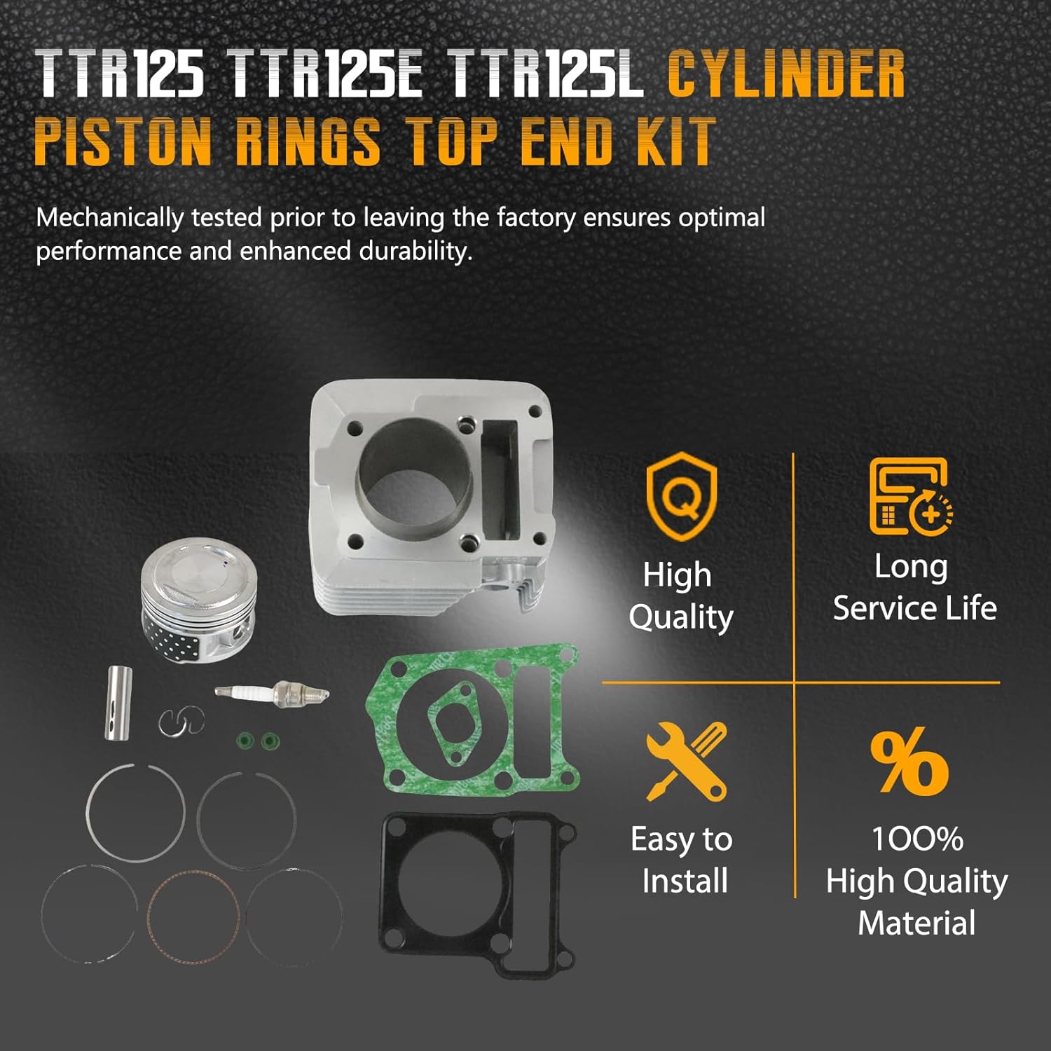 57mm Big Bore Cylinder Rings Top End Kit Compatible with Yamaha TTR125 TTR125E TTR125L TTR125LE 2000 2001 2002 2003 2004 2005